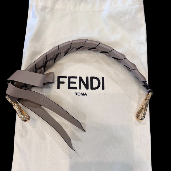 Fendi Taupe Braided Leather Strap with Gold Hardware - Picture 1 of 5